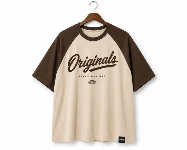 Brown & Beige Raglan T-Shirt