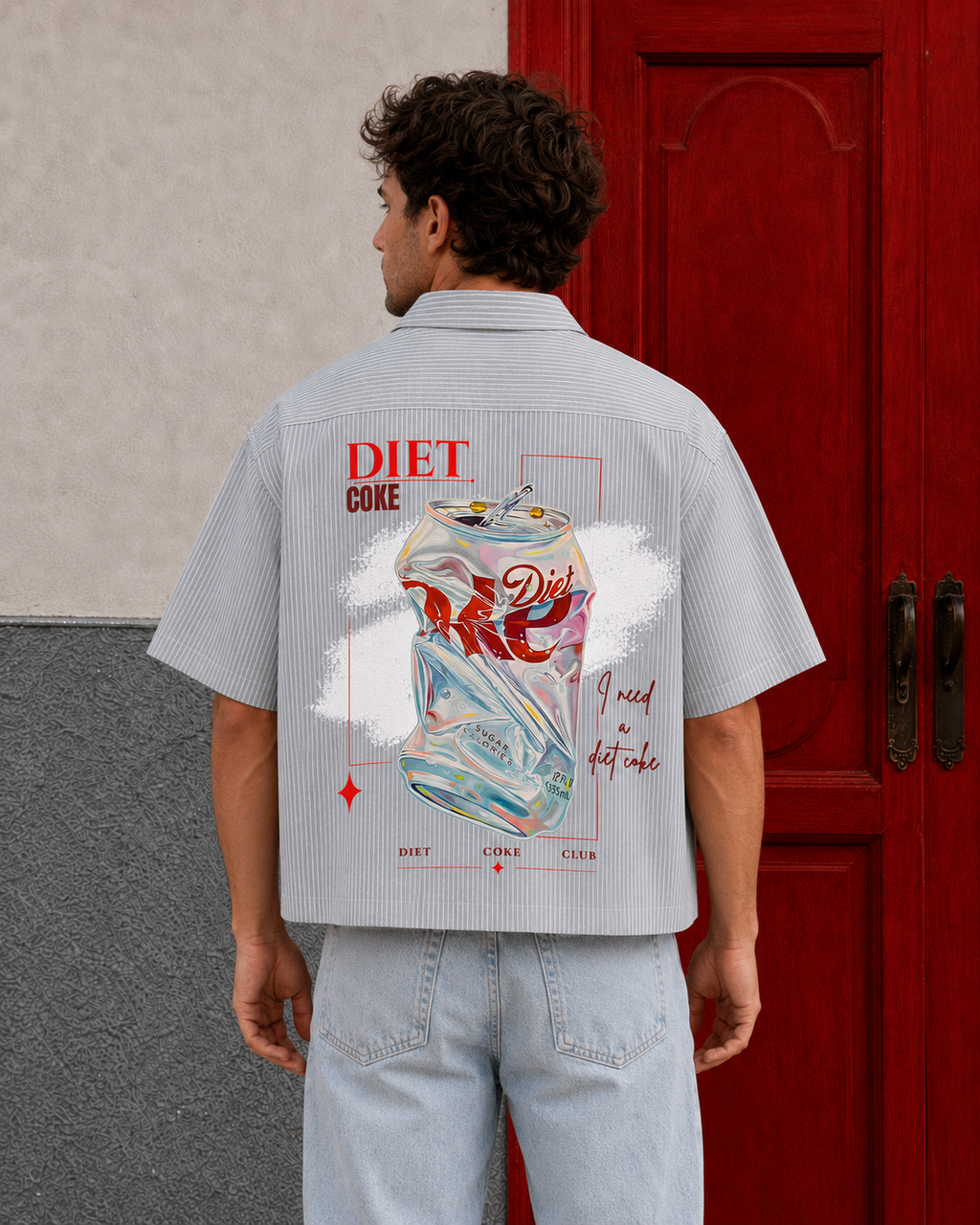 Boxy Fit Striped Shirt - Diet Coke (Grey)