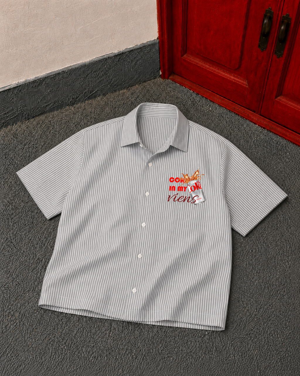 Boxy Fit Striped Shirt - Diet Coke (Grey)
