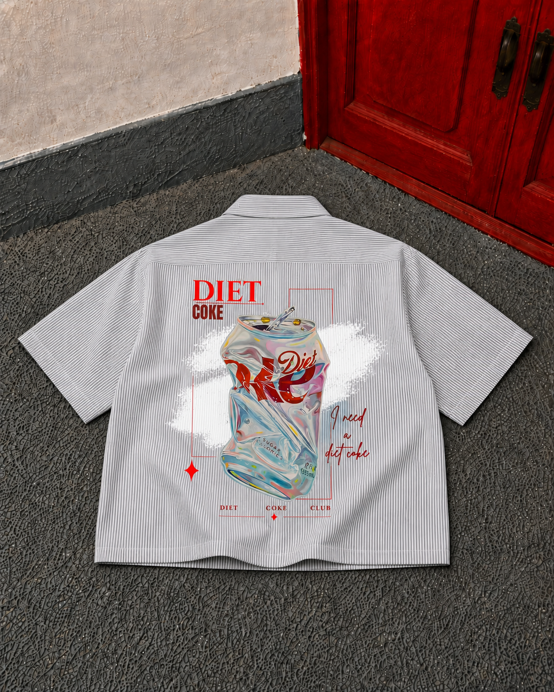 Boxy Fit Striped Shirt - Diet Coke (Grey)