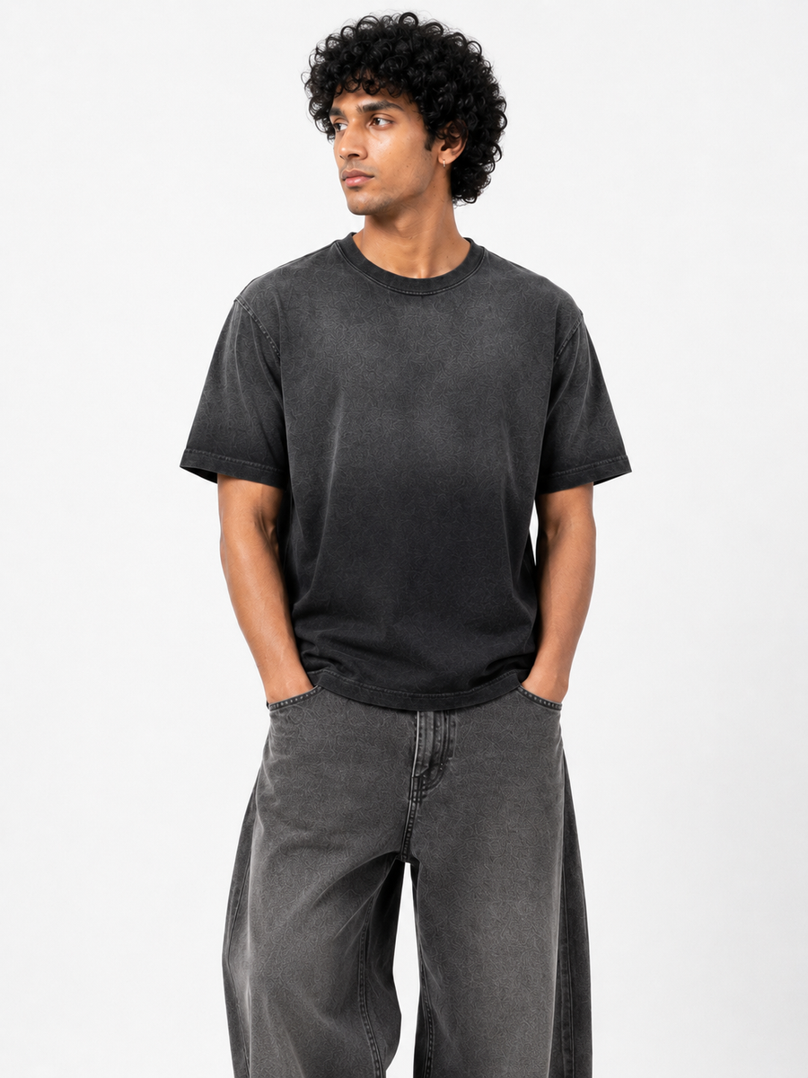 Sunfaded Wash Oversized T-Shirt — Black