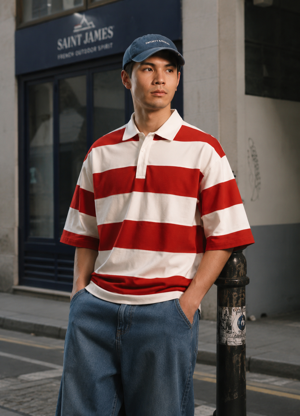 Avero Striped Polo - Red and Off White