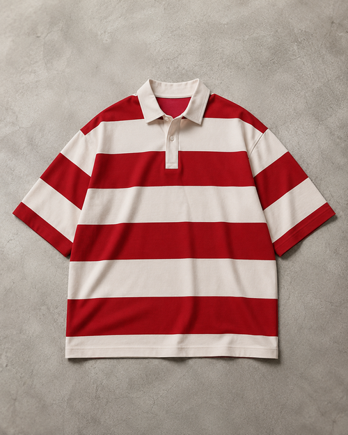 Avero Striped Polo - Red and Off White