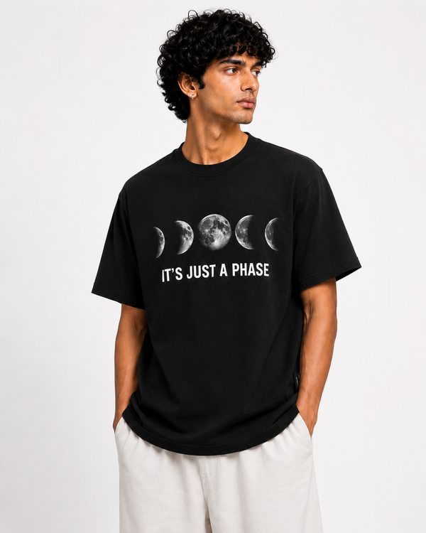 Just a Phase — Oversized T-Shirt (Black)