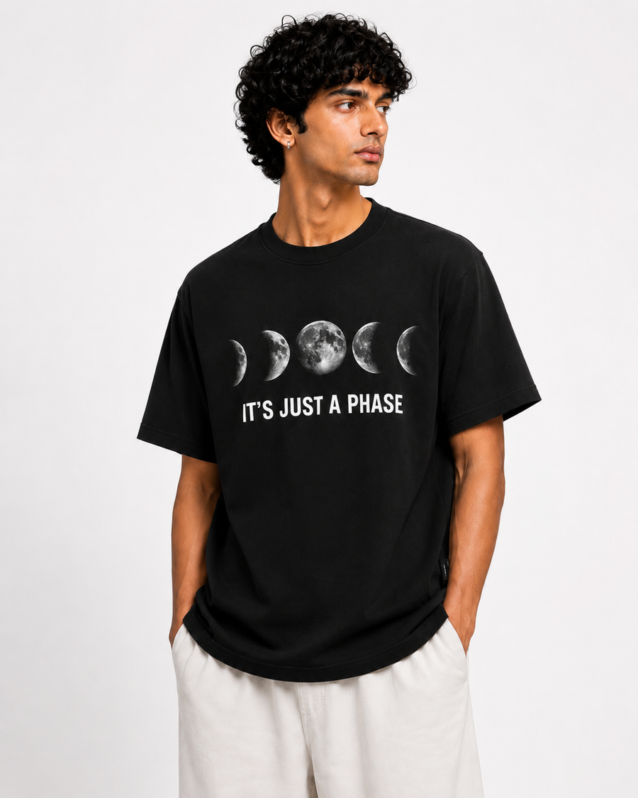 Just a Phase — Oversized T-Shirt (Black)