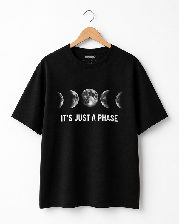 Just a Phase — Oversized T-Shirt (Black)