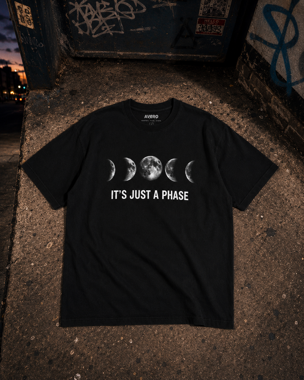 Just a Phase — Oversized T-Shirt (Black)