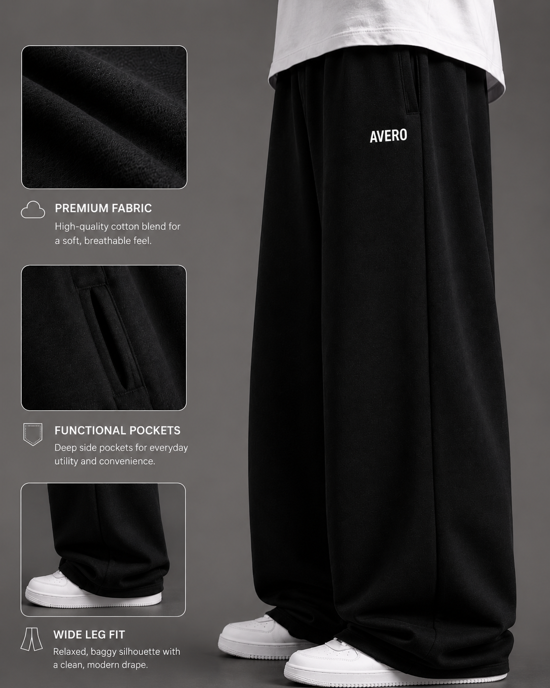 Avero Heavyweight Baggy Lower - Black