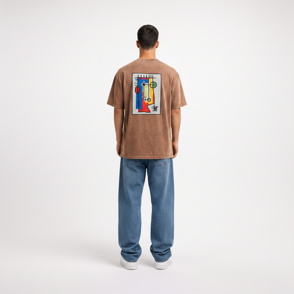 Recette Printed Acid Wash Oversized T-Shirt