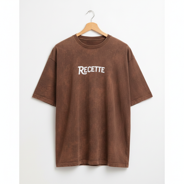 Recette Printed Acid Wash Oversized T-Shirt