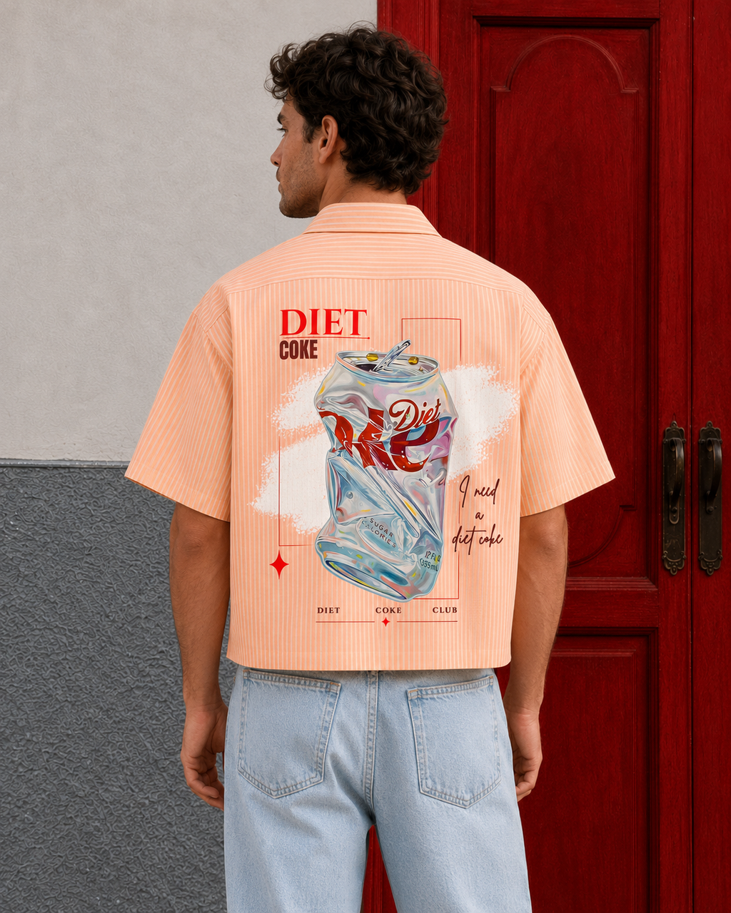 Boxy Fit Striped Shirt - Diet Coke (Orange)