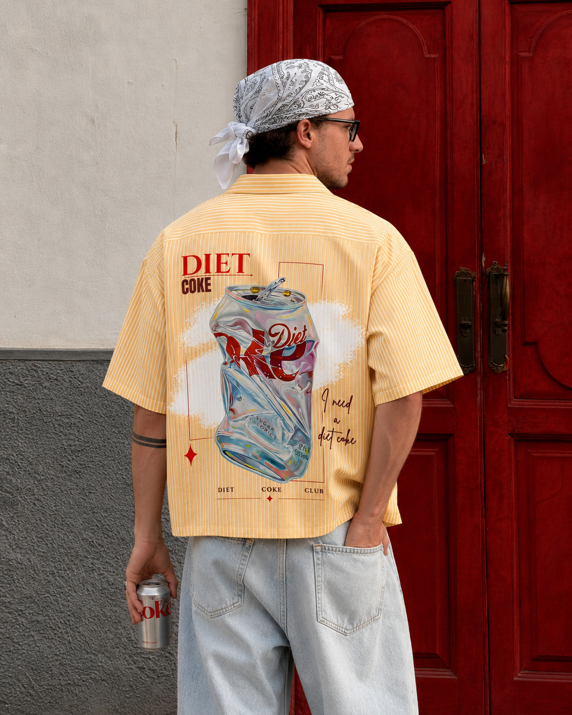 Boxy Fit Striped Shirt - Diet Coke (Yellow)