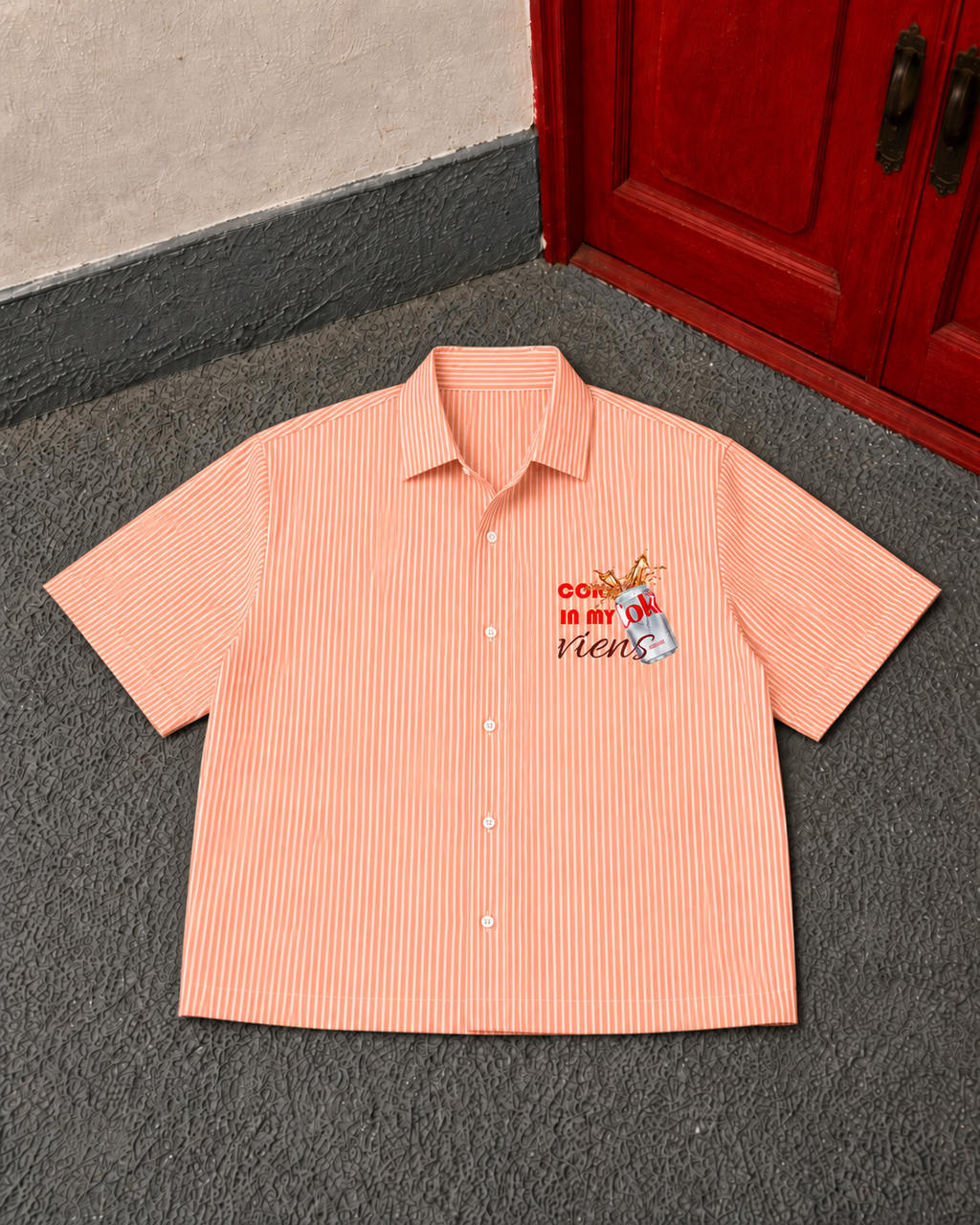 Boxy Fit Striped Shirt - Diet Coke (Orange)