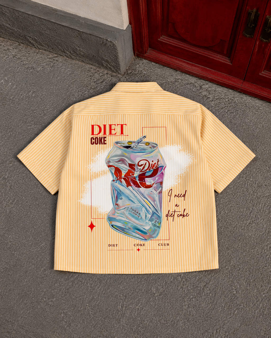 Boxy Fit Striped Shirt - Diet Coke (Yellow)