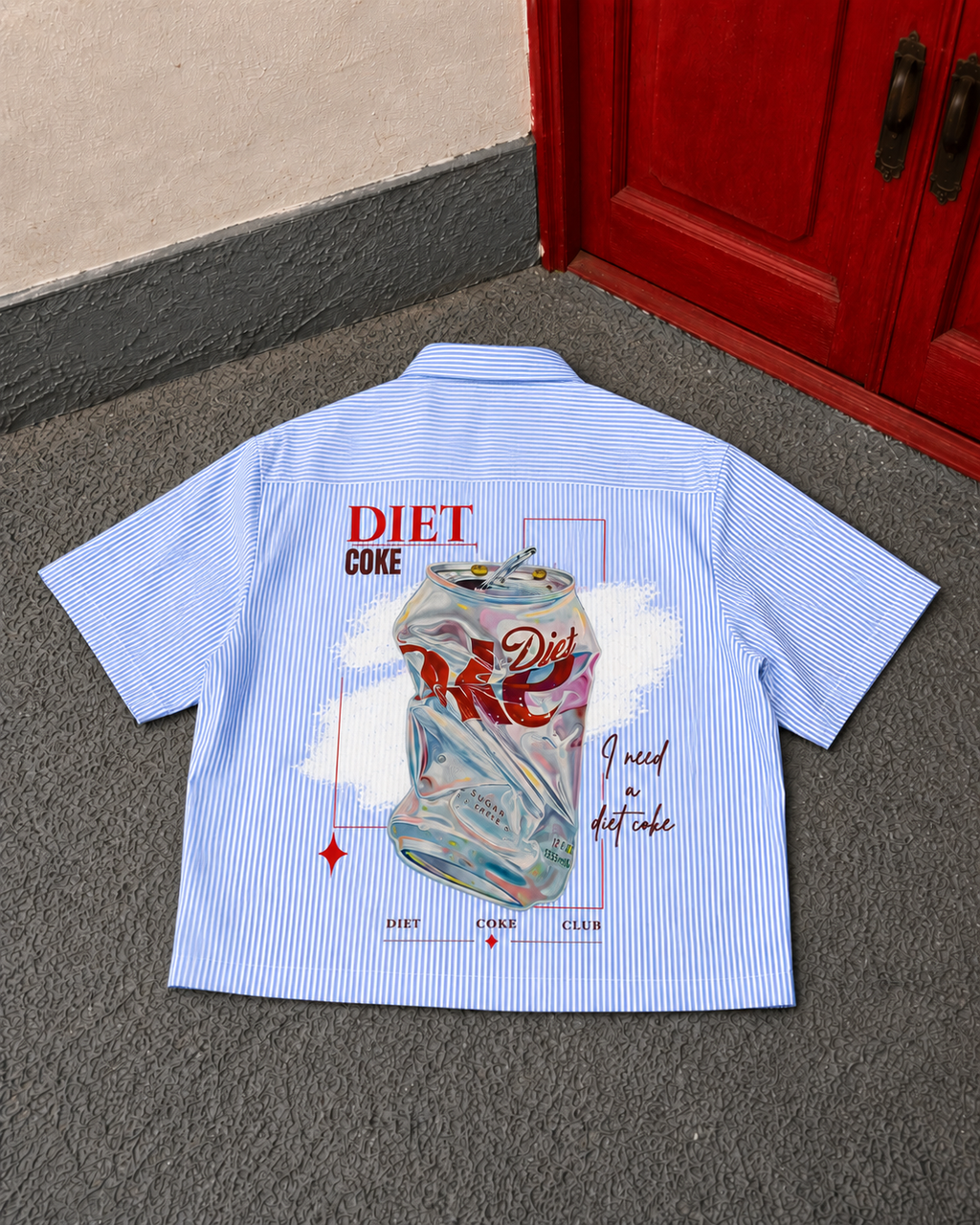 Boxy Fit Striped Shirt - Diet Coke (Blue)