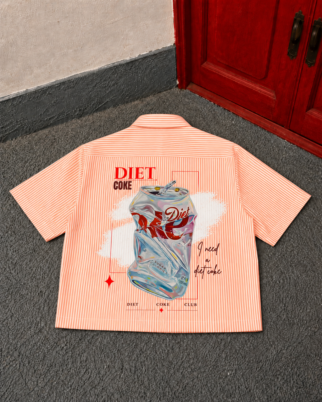 Boxy Fit Striped Shirt - Diet Coke (Orange)