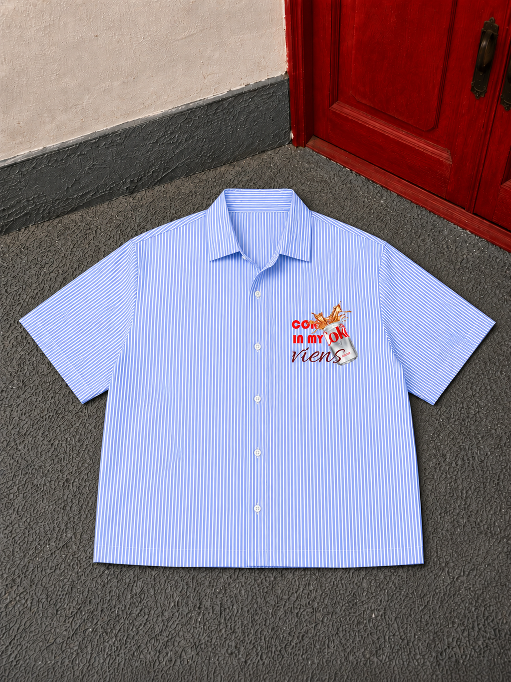 Boxy Fit Striped Shirt - Diet Coke (Blue)