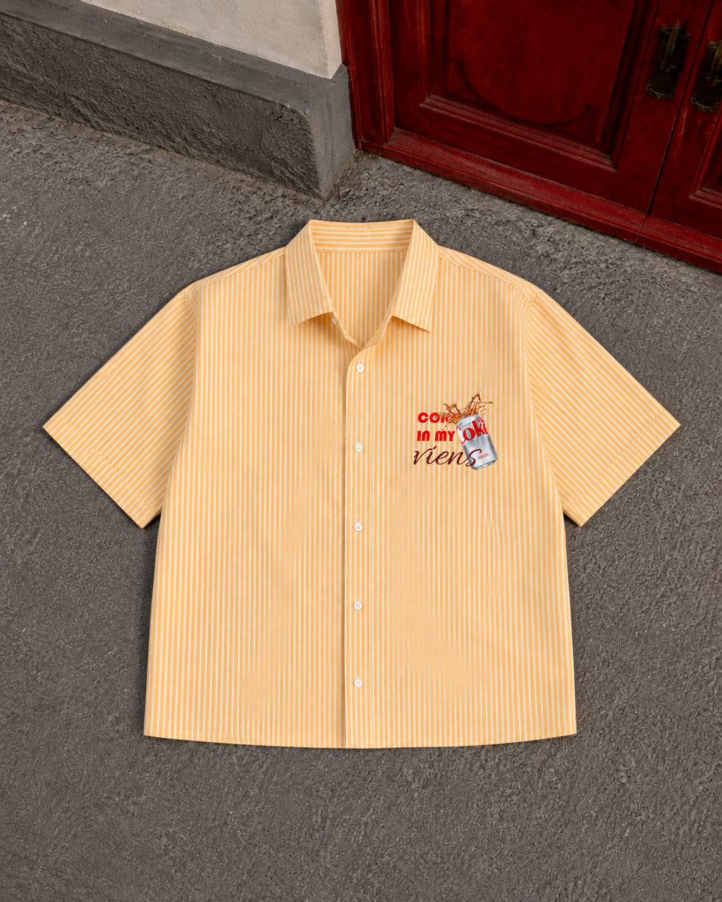 Boxy Fit Striped Shirt - Diet Coke (Yellow)