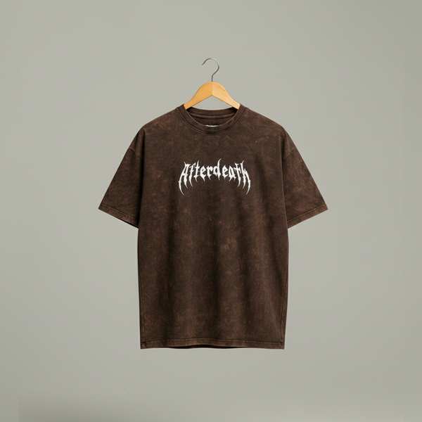 Afterdeath Printed Acid Wash Oversized T-Shirt