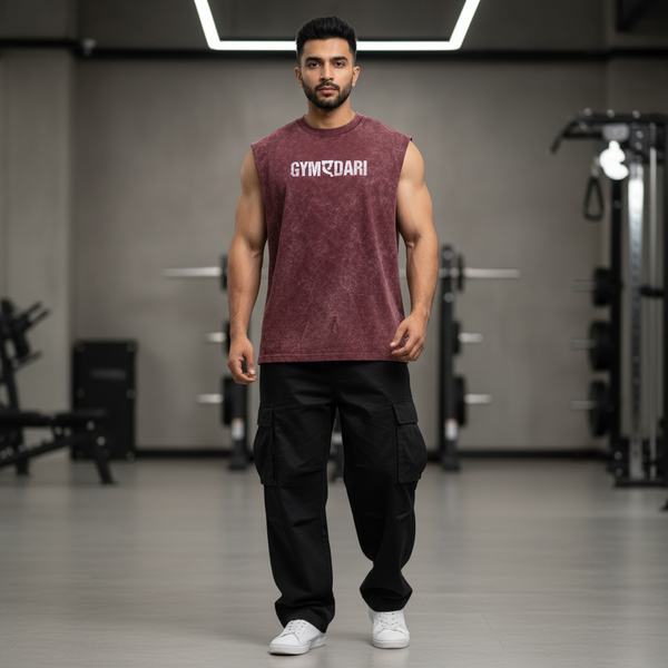 Gymdari Acid Wash Gym Tank — Oversized