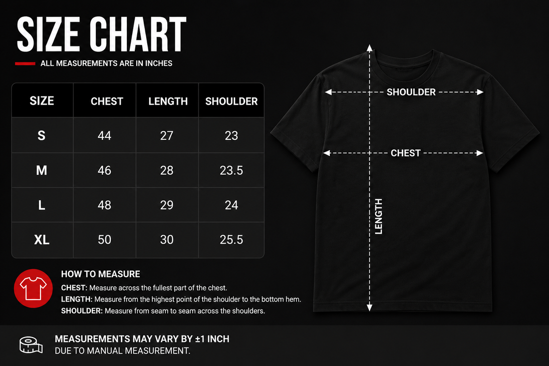 Brown & Beige Raglan T-Shirt size chart