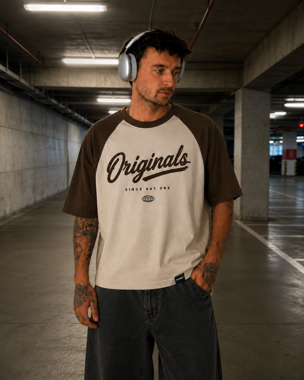 Brown & Beige Raglan T-Shirt