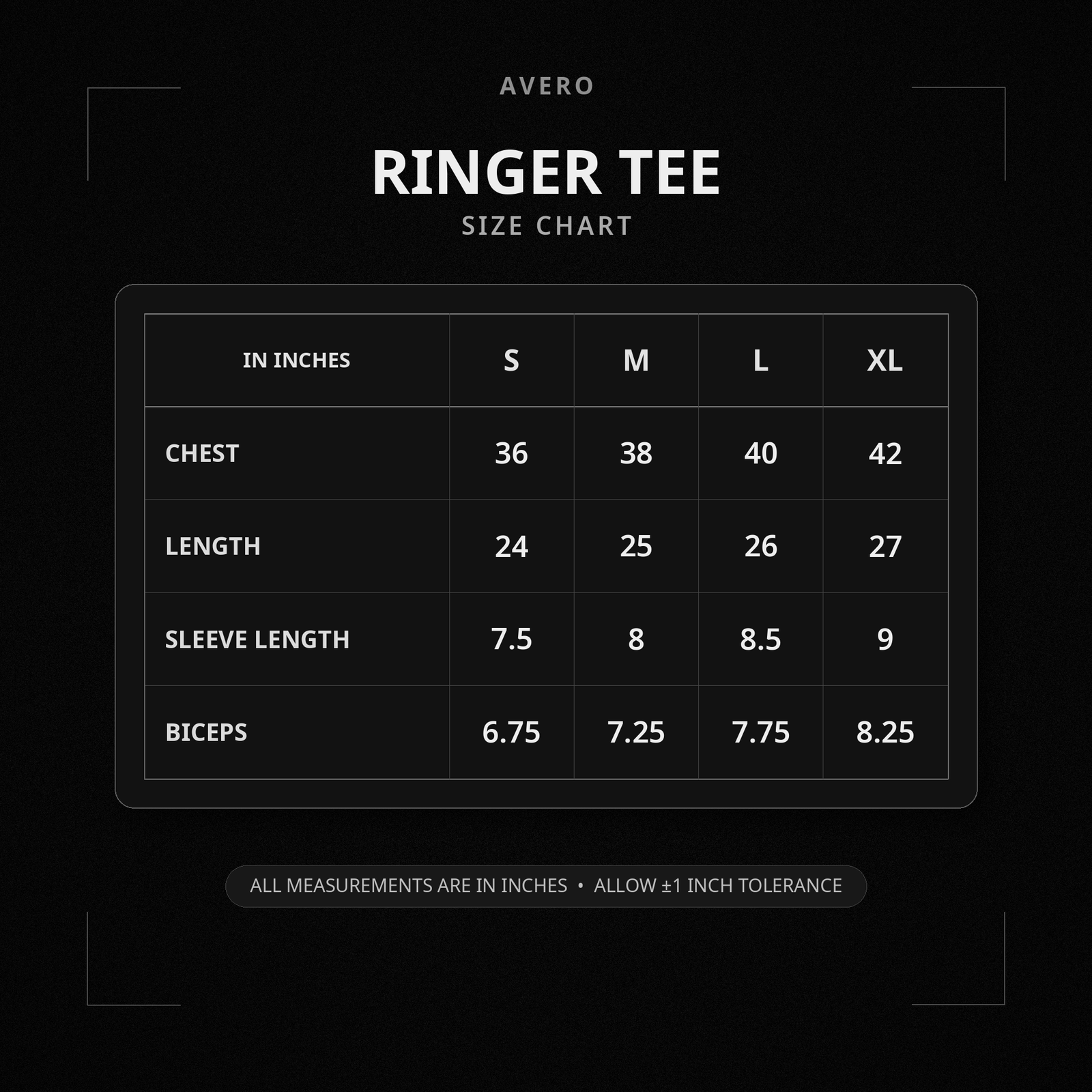 Avero Vintage Ringer Tee — Off White / Red size guide