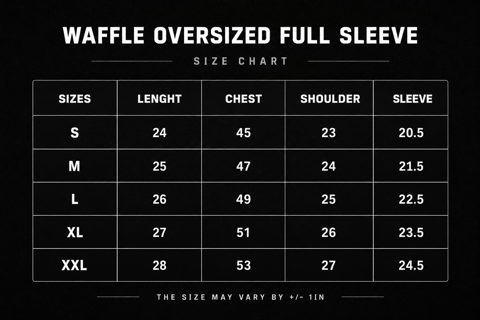 Avero Absolut Waffle — Frost Edition size guide