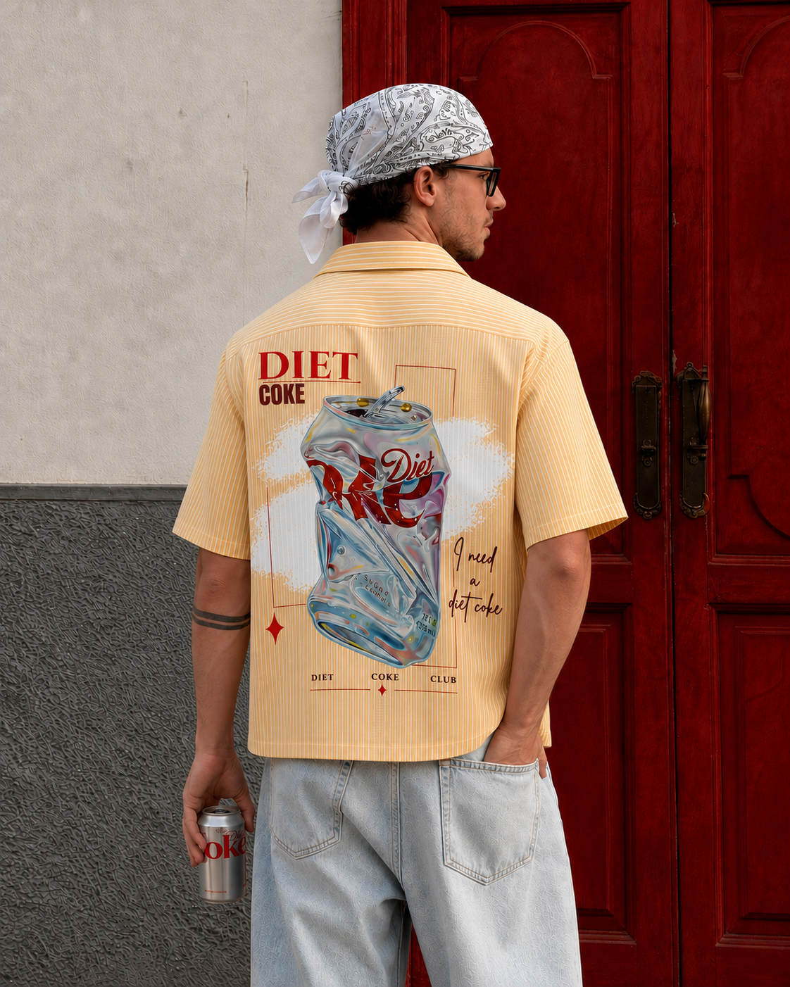 Boxy Fit Striped Shirt - Diet Coke (Yellow)